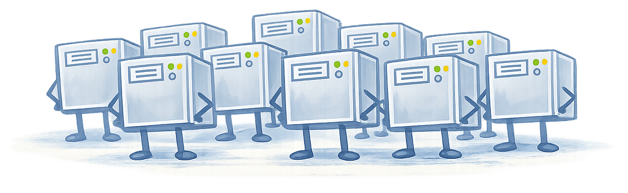 Lots of small servers huddled together