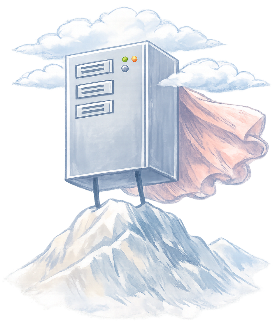 Large server standing on top of mountain